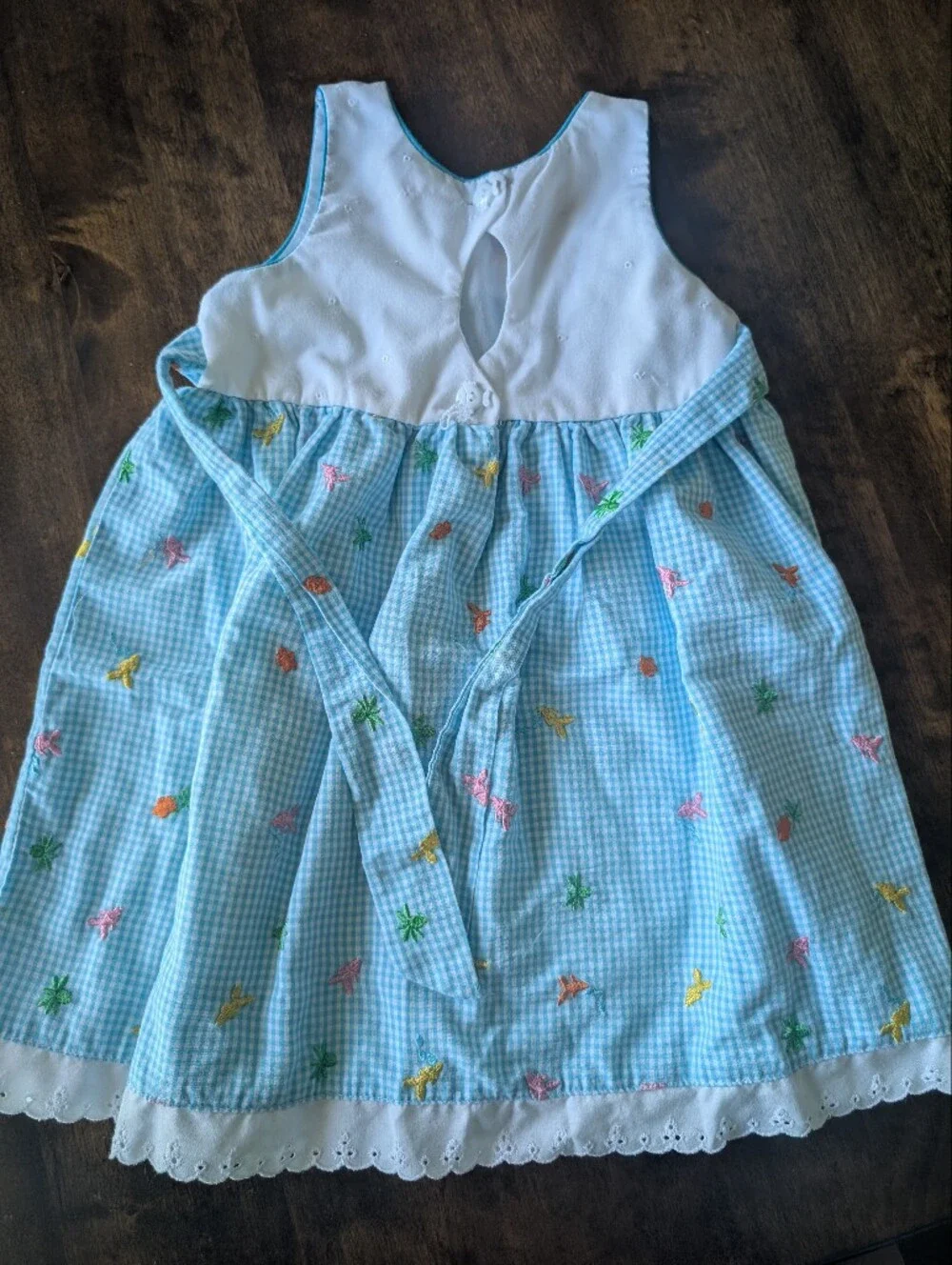 Baby Togs Light Blue Gingham Embroidered Girls' Summer Dress/ 2T - Picture 6 of 7